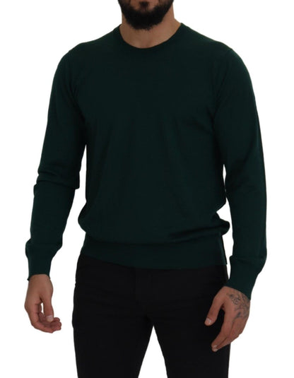  - Elegant Green Crewneck Cashmere Sweater