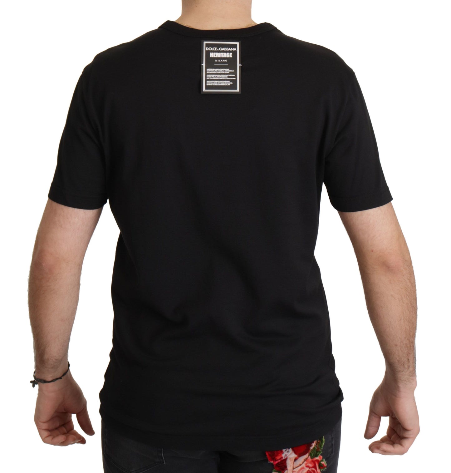  - Elegant Black Baroque Crewneck Tee