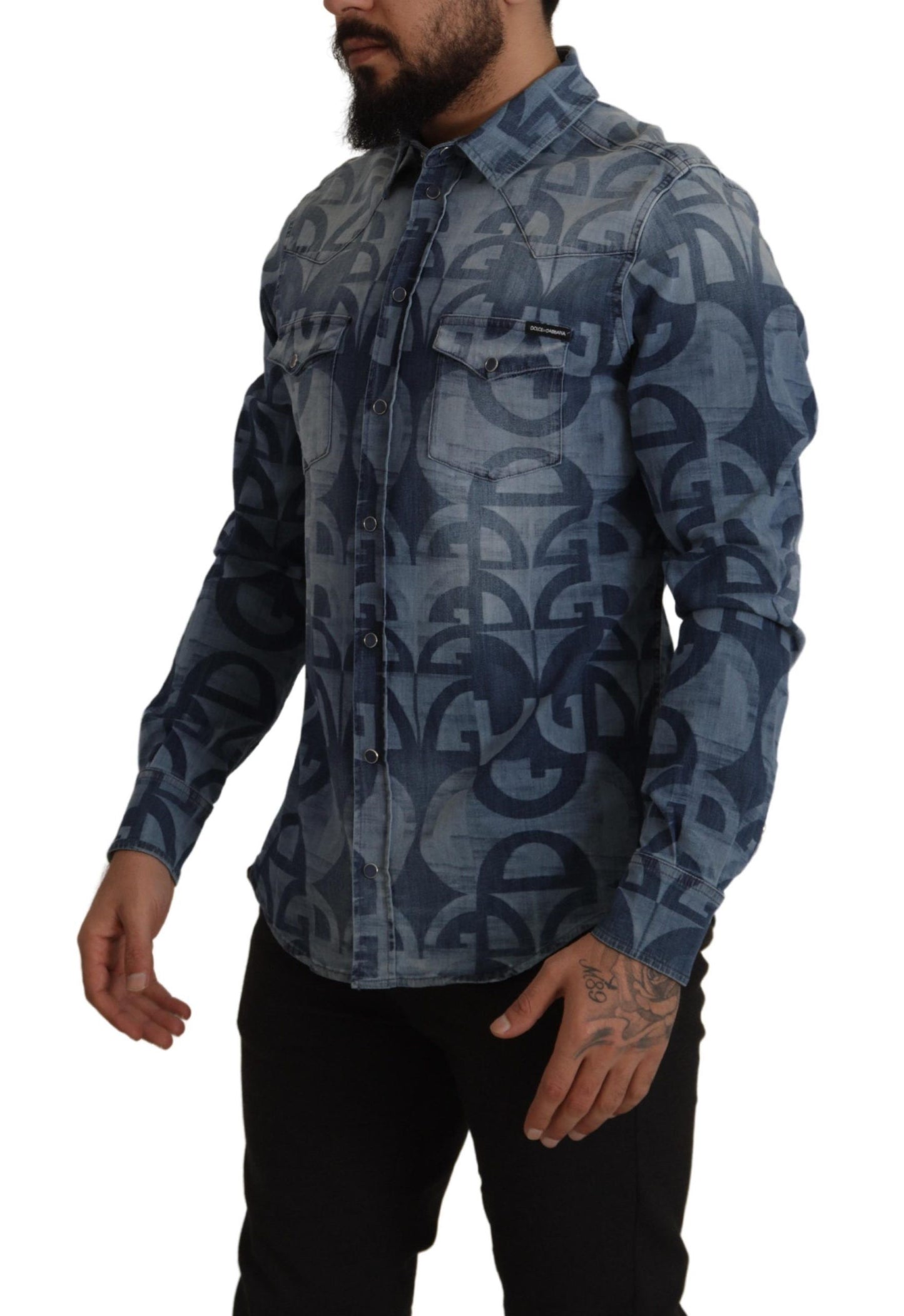  - Elegant Slim Fit Casual Blue Men's Shirt