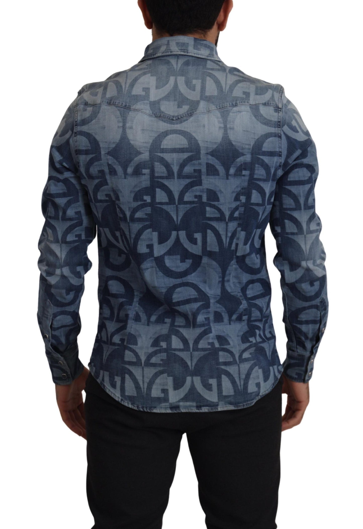  - Elegant Slim Fit Casual Blue Men's Shirt