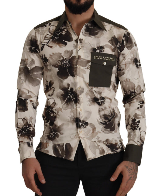  - Floral Print Casual Cotton Shirt