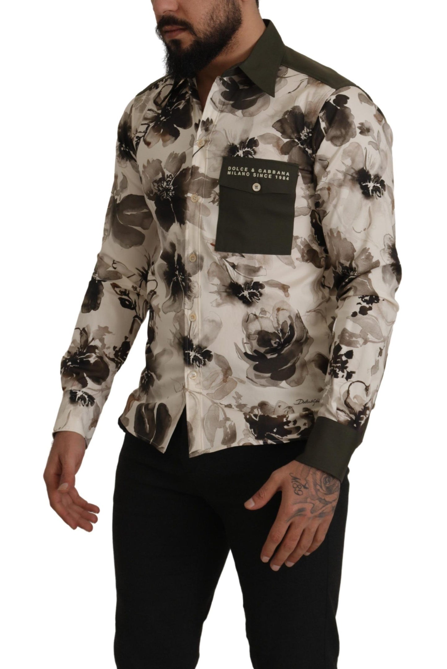  - Floral Print Casual Cotton Shirt