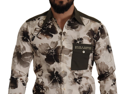  - Floral Print Casual Cotton Shirt