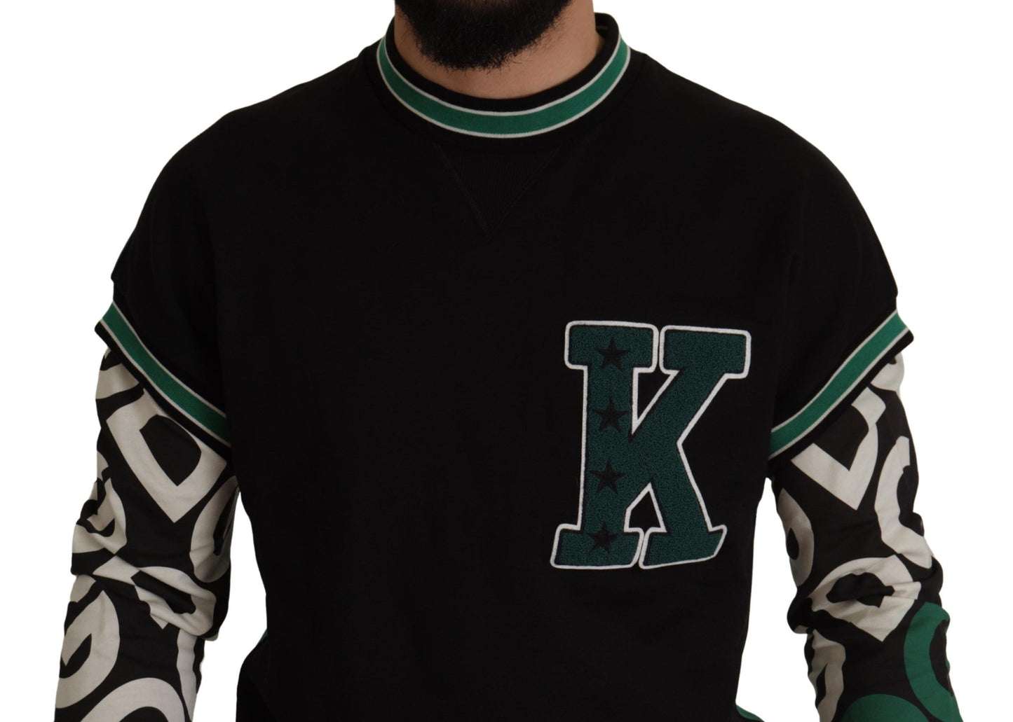  - Regal Crewneck Pullover Sweater - Black & Green