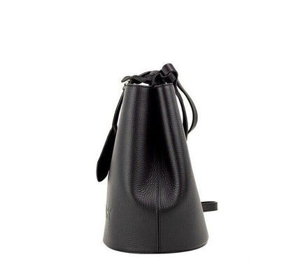  - Lorne Small Black Pebbled Leather Bucket Crossbody Handbag Purse