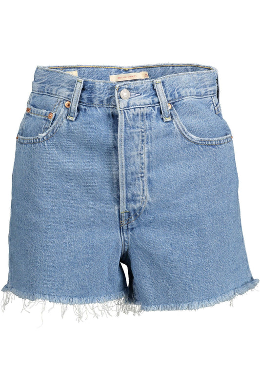  - Chic Fringed Hem Denim Shorts in Light Blue