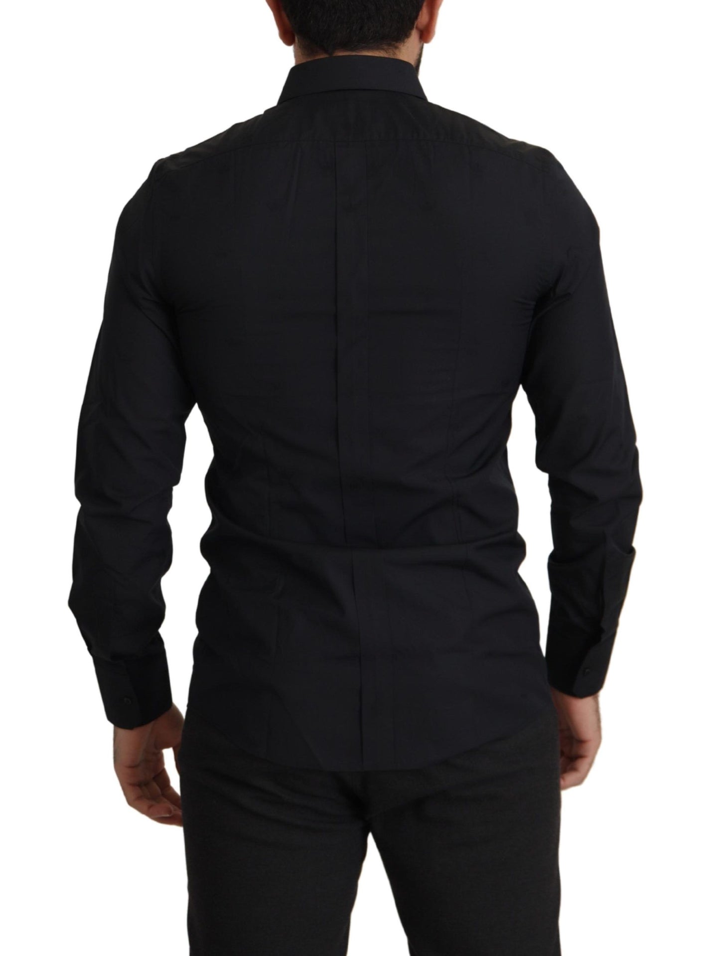  - Elegant Slim Fit Black Cotton Dress Shirt