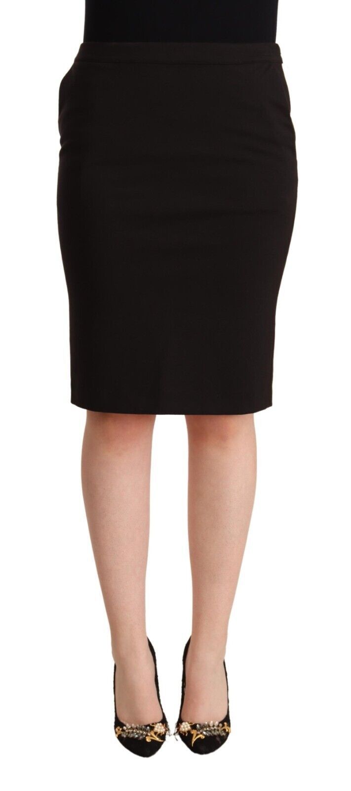  - Sleek Black Pencil Skirt Knee Length