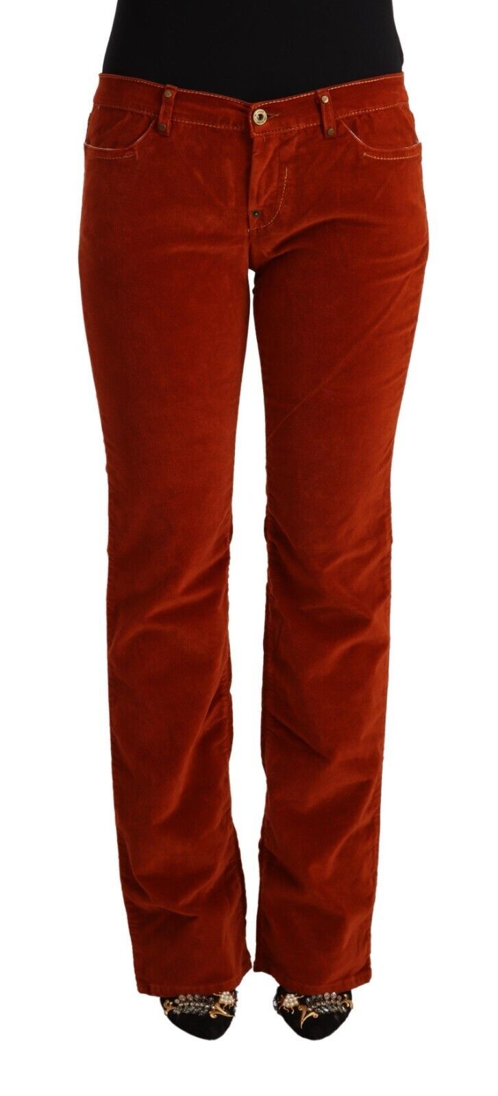  - Chic Red Low Waist Straight Cut Jeans