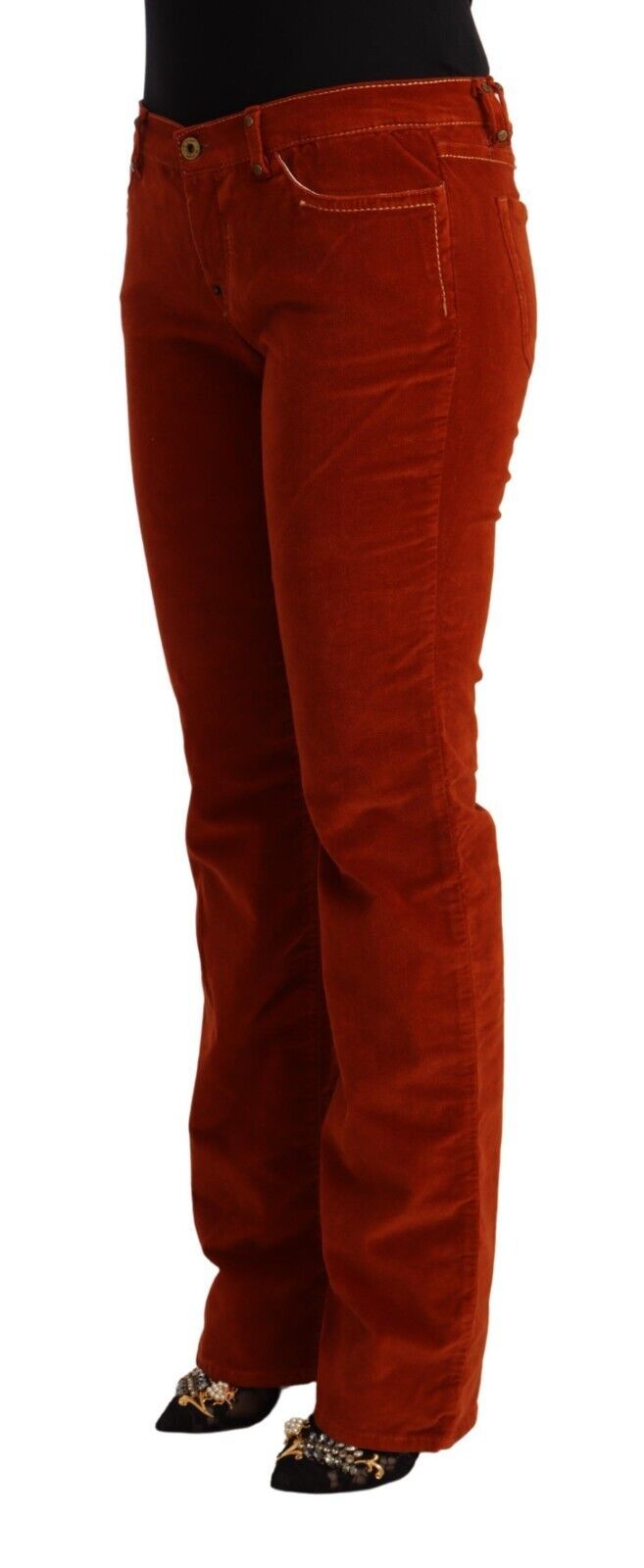  - Chic Red Low Waist Straight Cut Jeans