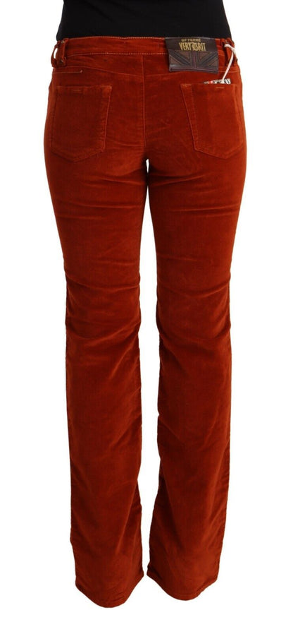  - Chic Red Low Waist Straight Cut Jeans