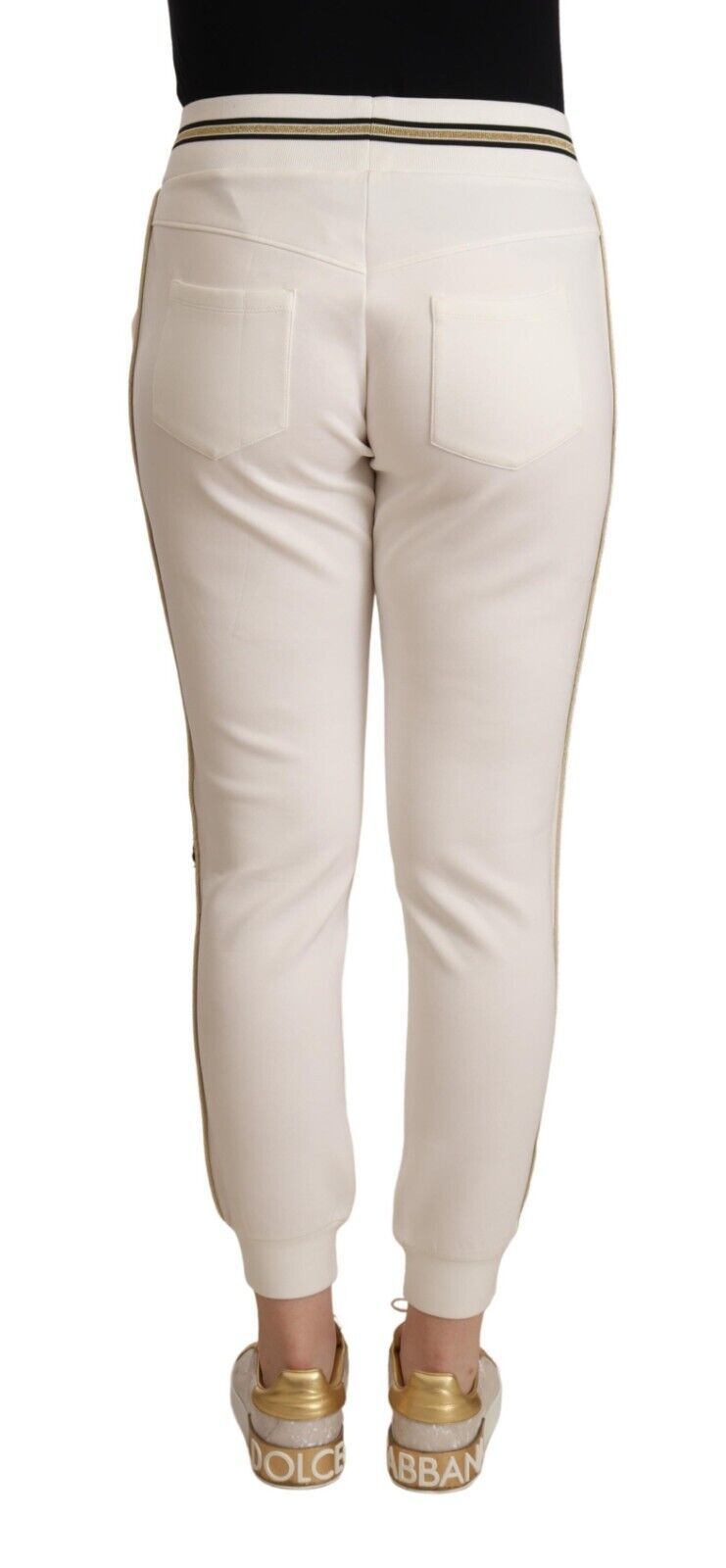  - Chic White Mid Waist Jogger Pants