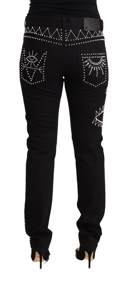  - Embellished Black Mid-Waist Denim