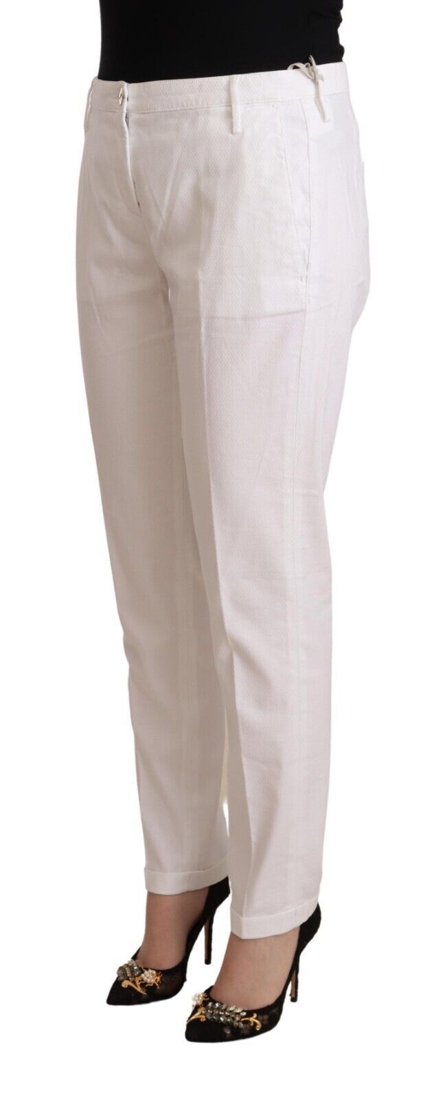  - Elegant Mid Waist Tapered Trousers