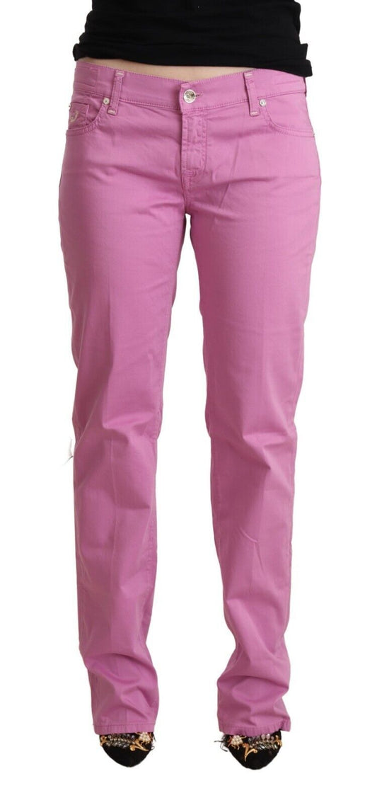  - Elegant Tapered Pink Denim Jeans