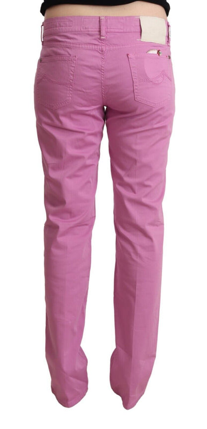  - Elegant Tapered Pink Denim Jeans