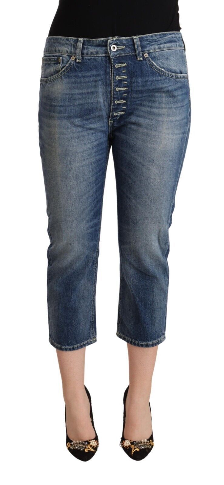  - Elegant Mid-Waist Cotton Denim Jeans