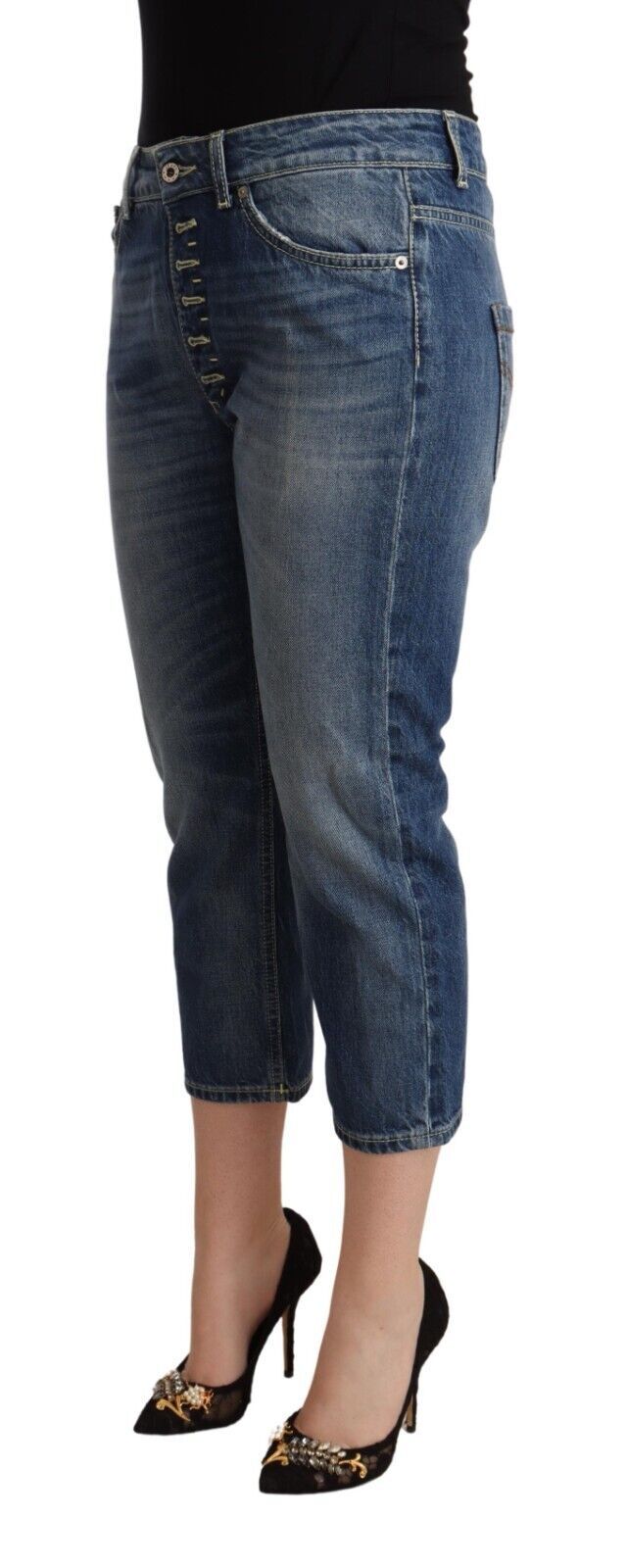  - Elegant Mid-Waist Cotton Denim Jeans