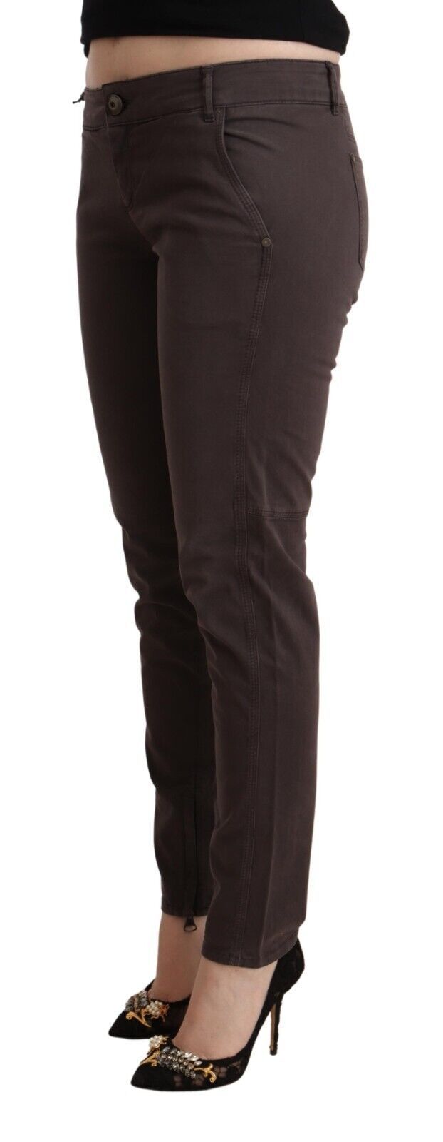  - Chic Brown Low Waist Skinny Pants