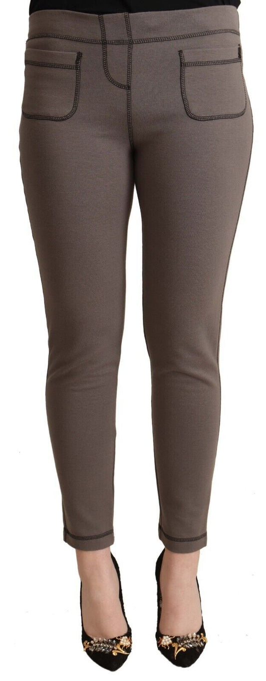  - Chic Gray Mid Waist Skinny Pants for Sophisticated Style