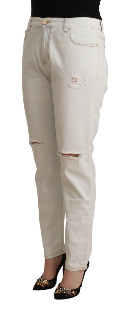  - White Mid Waist Skinny Denim Jeans