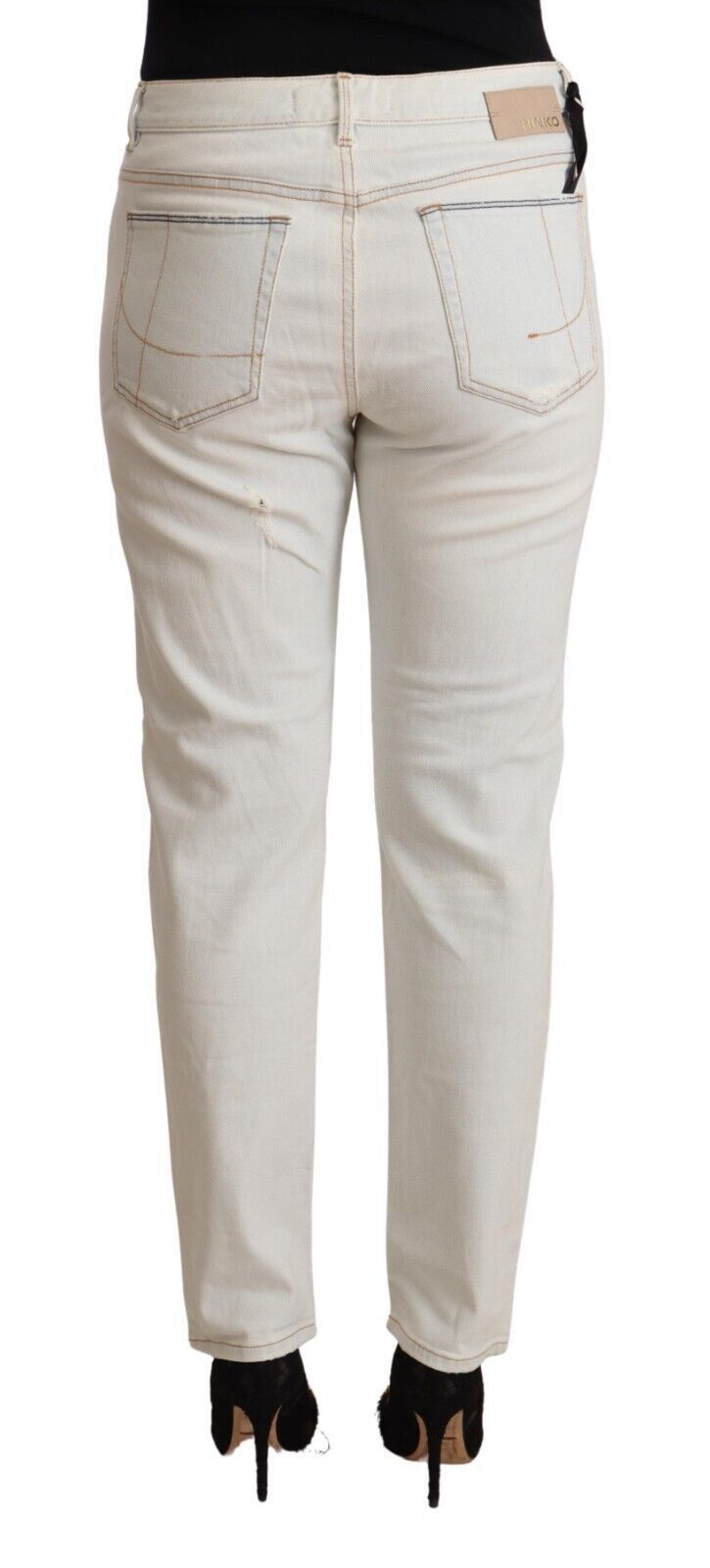  - White Mid Waist Skinny Denim Jeans