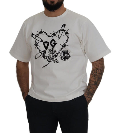  - Elegant White Heart Roses Crewneck Tee