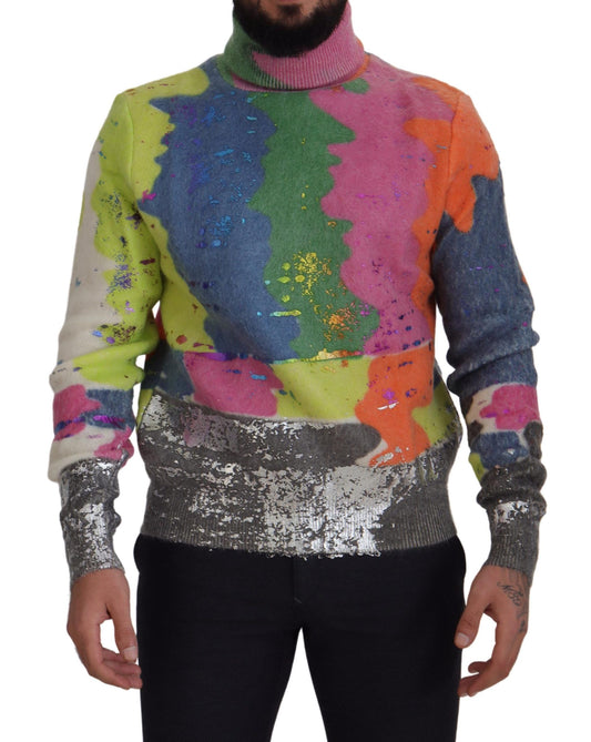  - Multicolor Turtleneck TV Motive Sweater