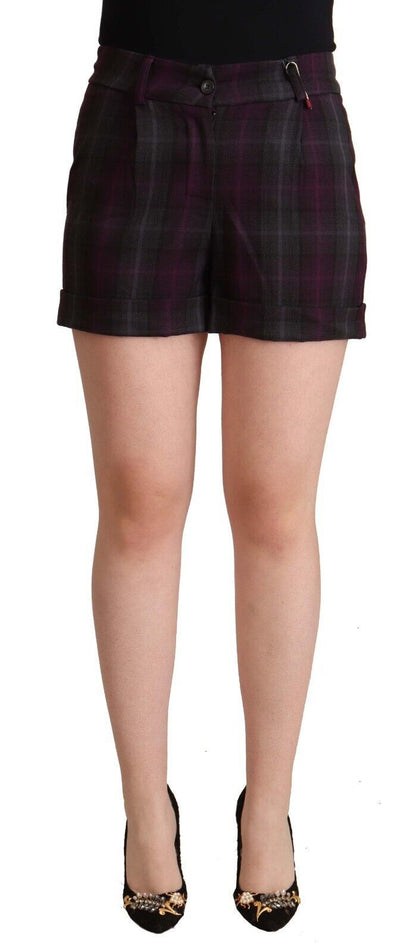  - Multicolor Mid Waist Checkered Shorts