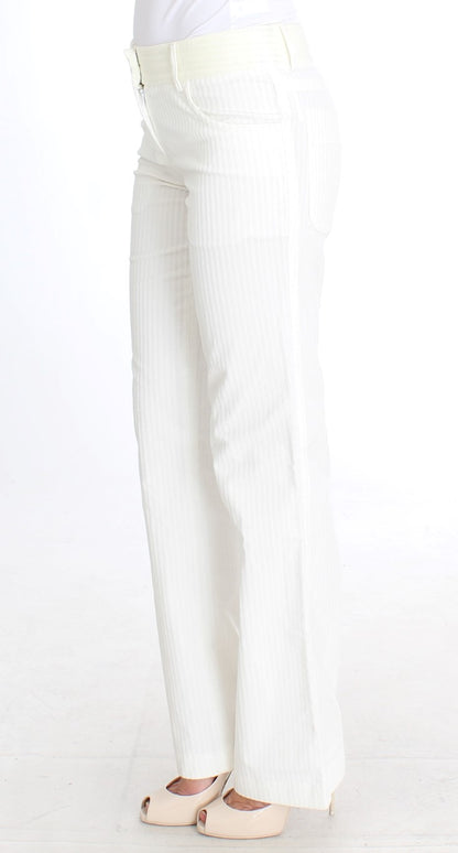  - Chic White Striped Straight Fit Pants