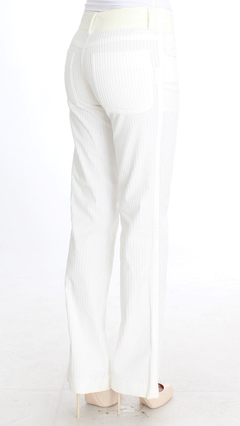  - Chic White Striped Straight Fit Pants