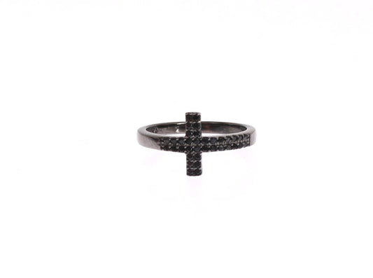  - Exquisite Black CZ Crystal Sterling Silver Ring