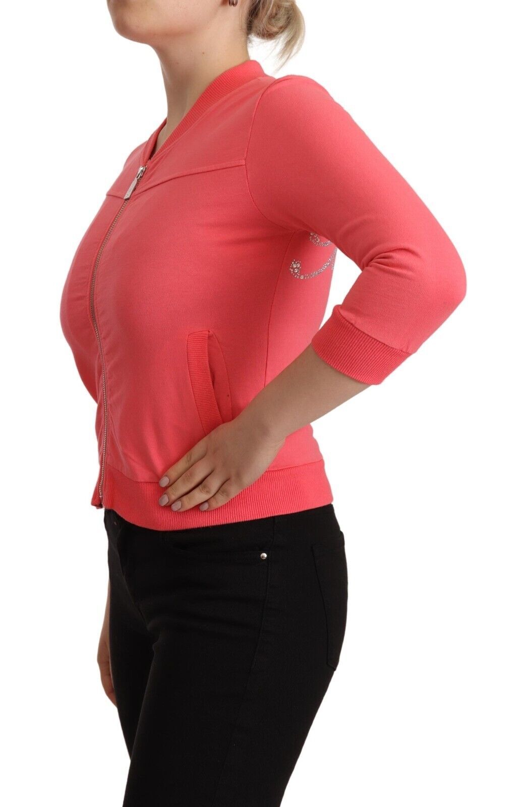  - Elegant Pink Full Zip Sweater