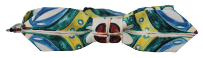  - Elegant Silk Majolica Print Bow Tie