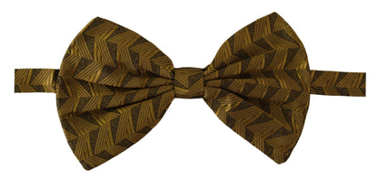  - Elegant Gold Silk Bow Tie