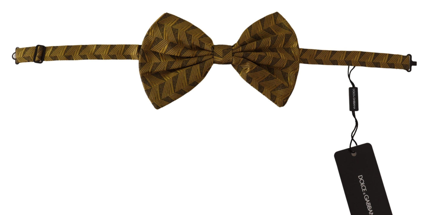  - Elegant Gold Silk Bow Tie