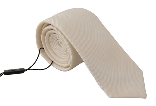  - Elegant White Silk Men's Tie