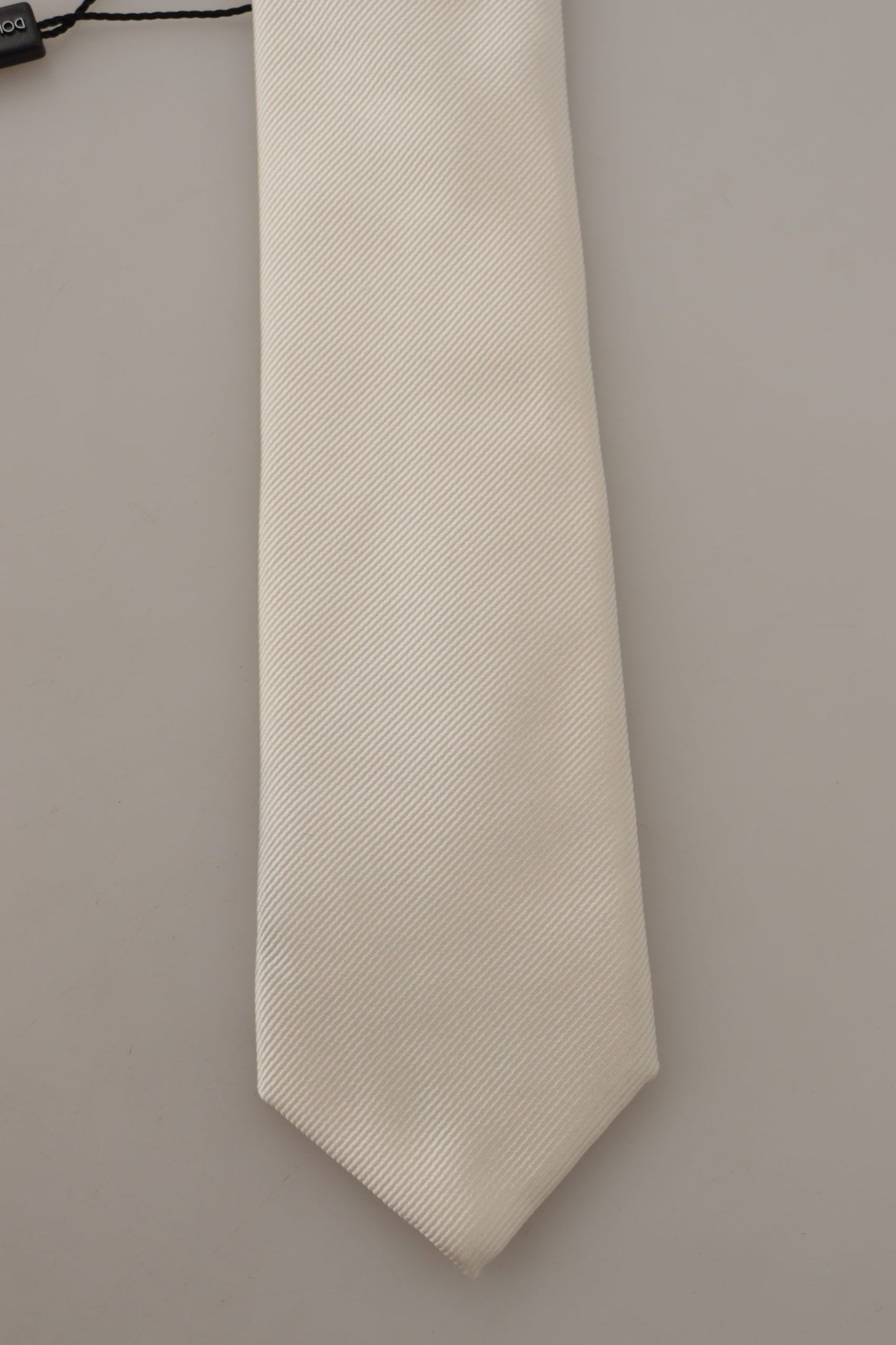  - Elegant White Silk Men's Tie