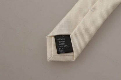  - Elegant White Silk Men's Tie