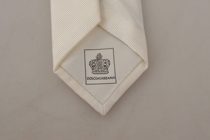  - Elegant White Silk Men's Tie