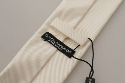  - Elegant White Silk Men's Tie