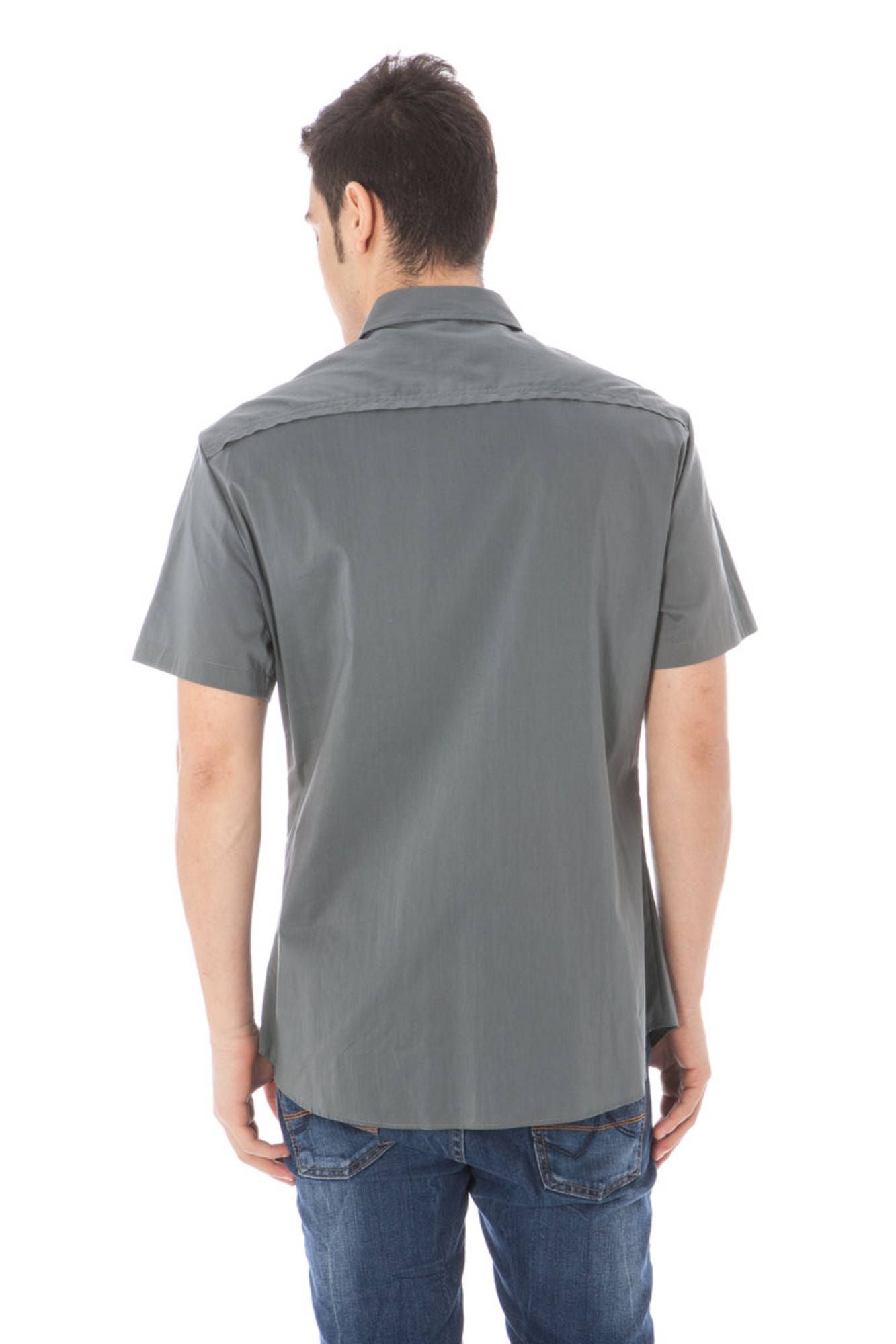  - Gray Cotton Men Shirt