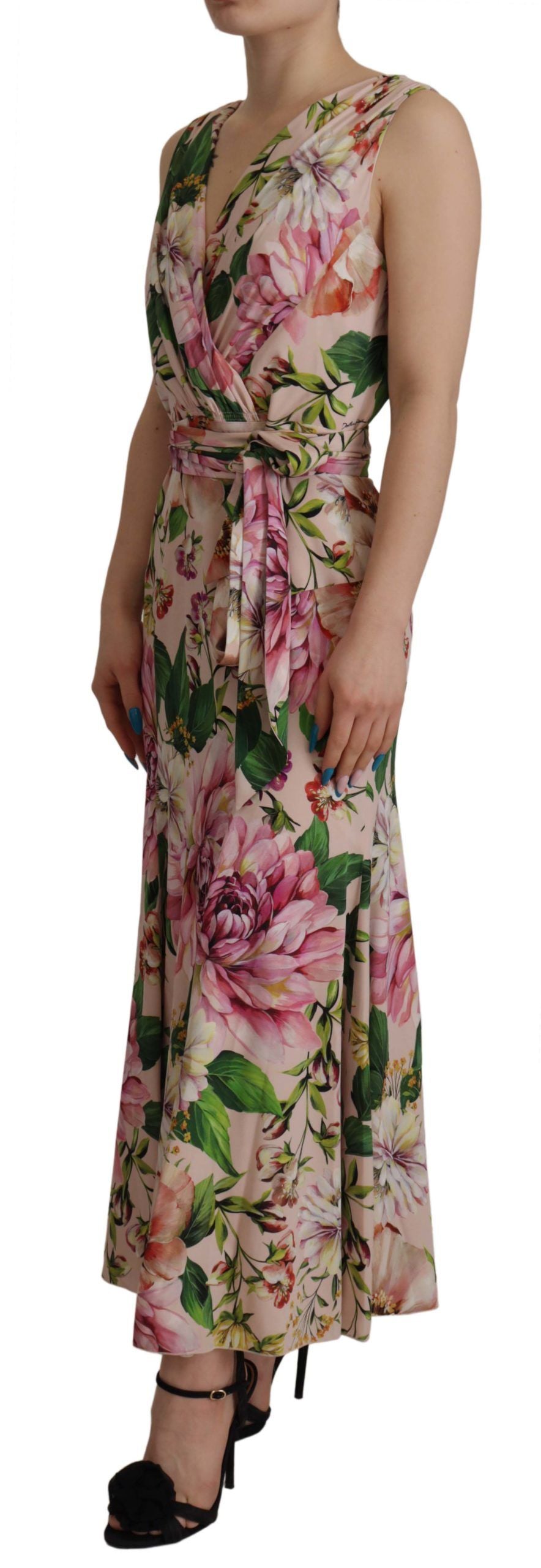  - Elegant Floral Silk Wrap Dress