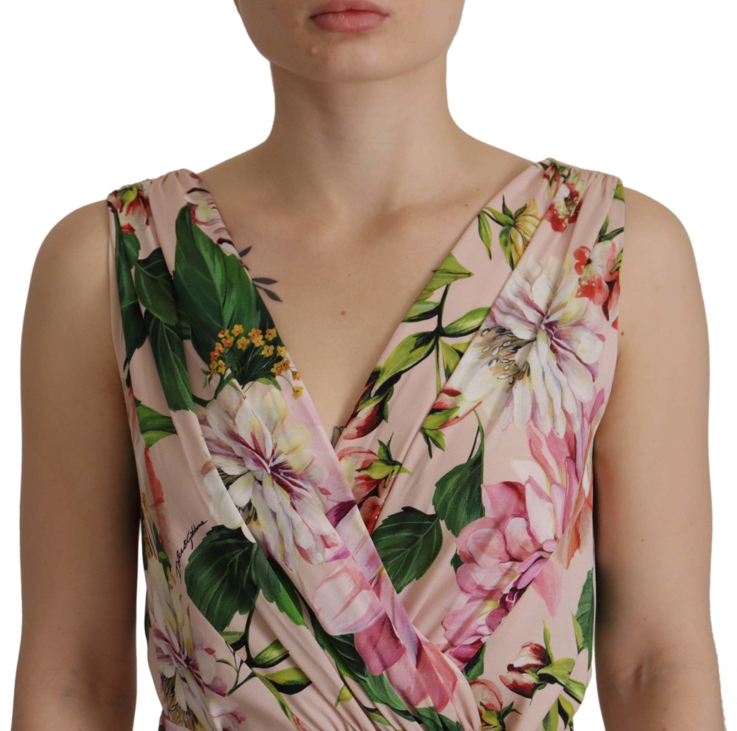  - Elegant Floral Silk Wrap Dress