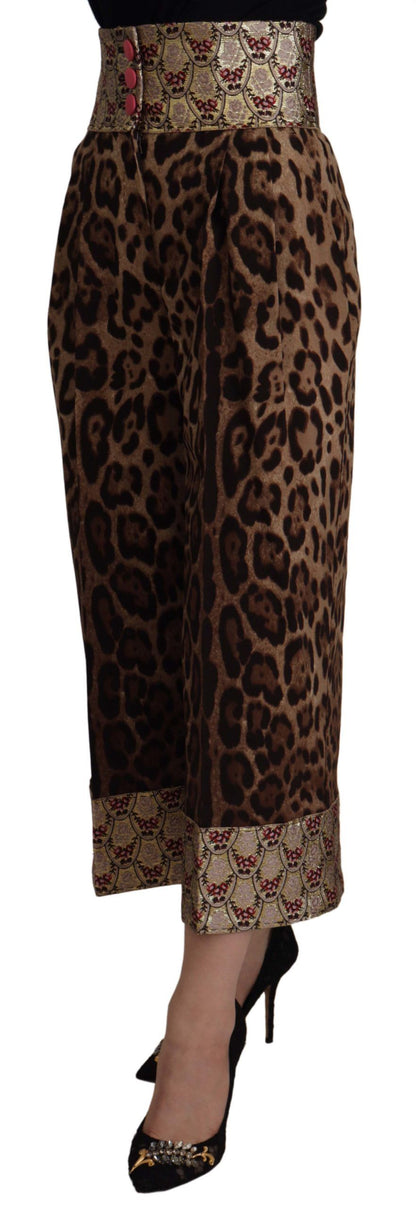  - High Waist Cropped Leopard Jacquard Pants