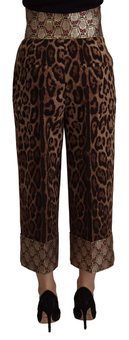  - High Waist Cropped Leopard Jacquard Pants