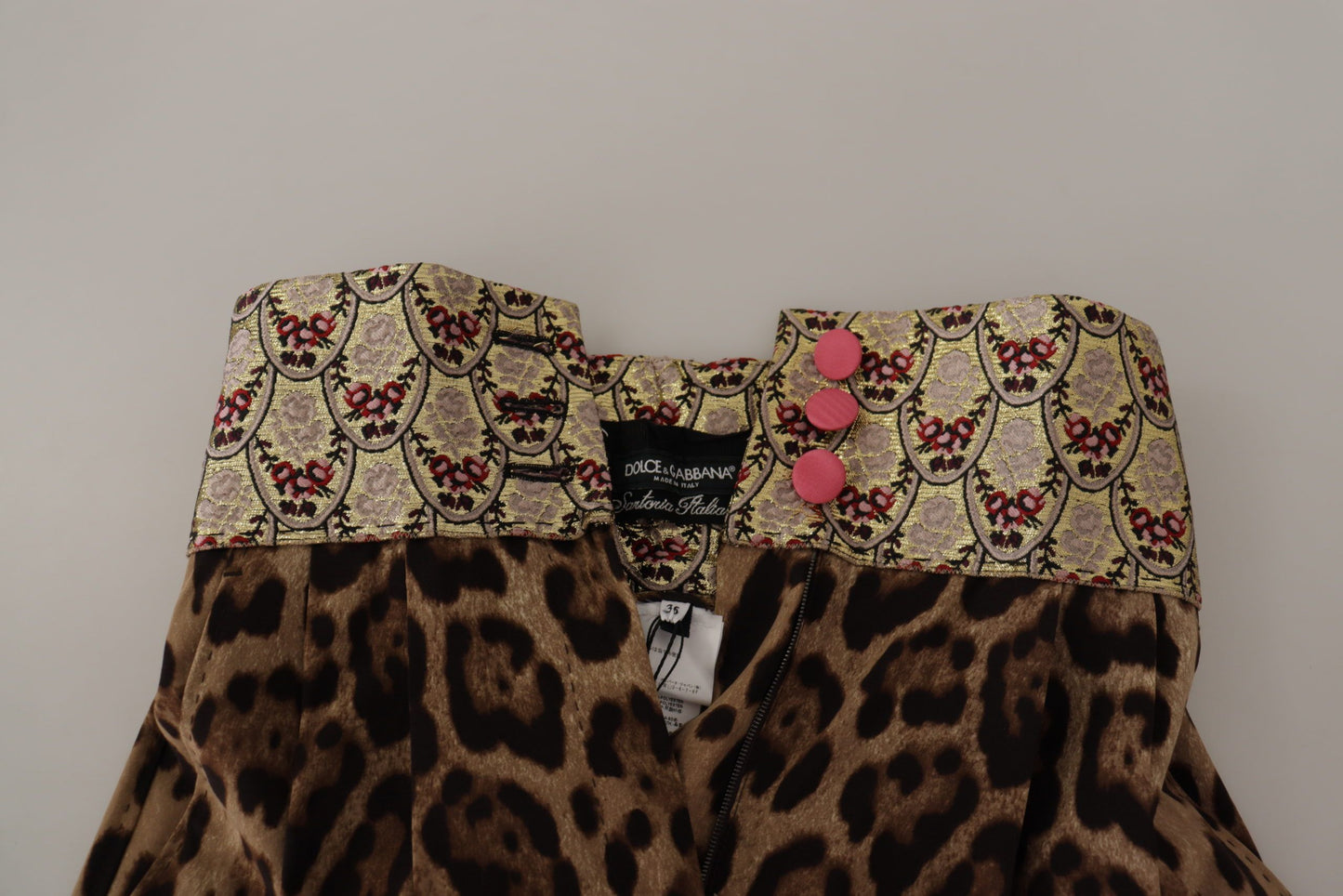  - High Waist Cropped Leopard Jacquard Pants