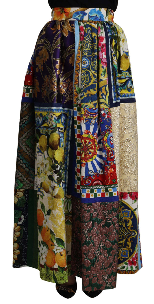  - High Waist Maxi Skirt with Sicilian Patterns