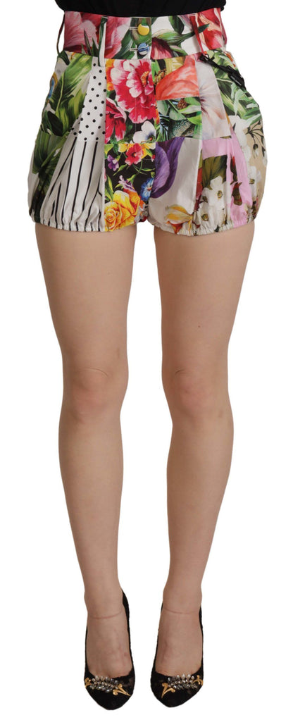 Multicolor Majolica Floral High-Waist Shorts - The Luxe Alliance