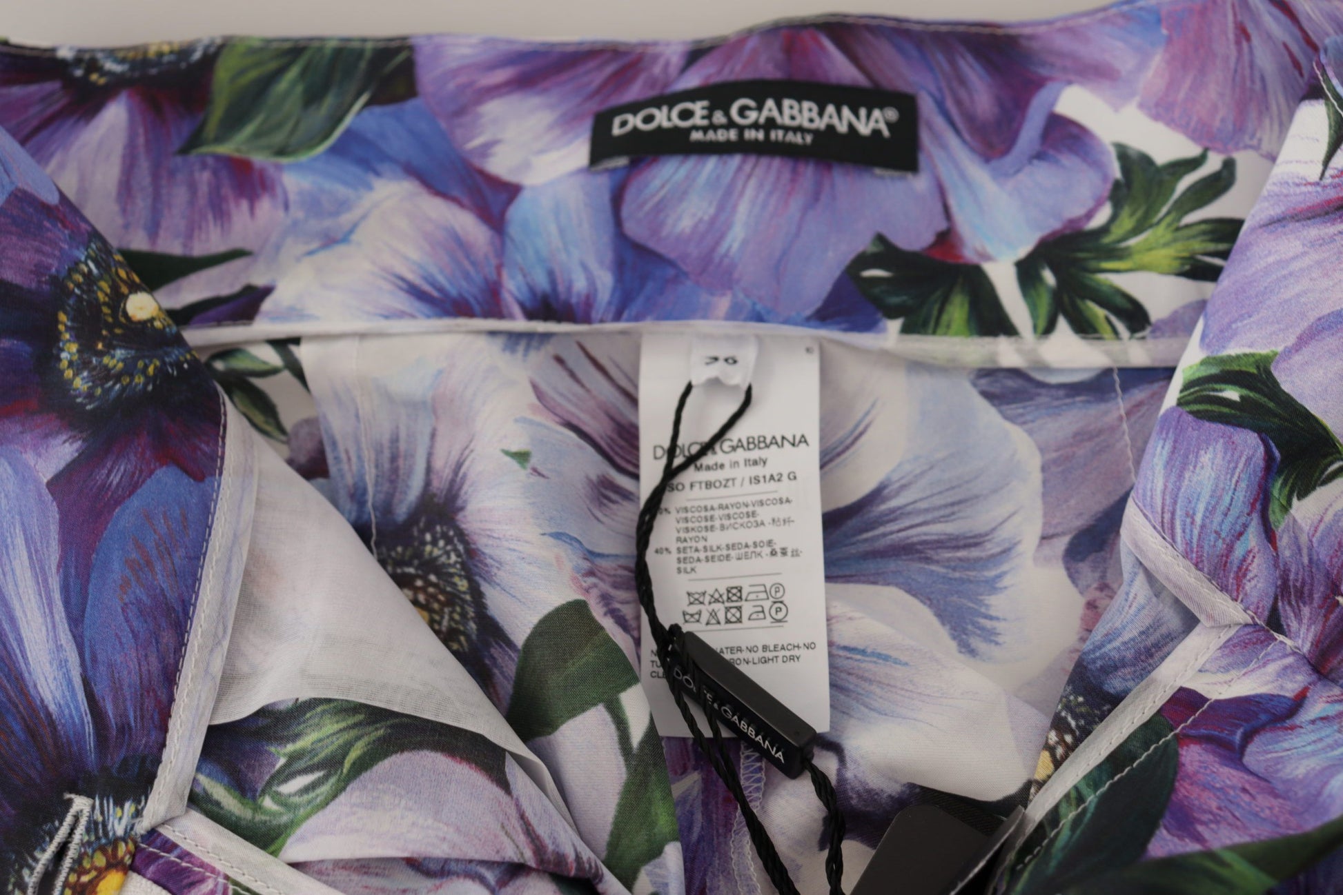 Dolce & Gabbana Purple Anemone Floral Print High Waist Designer Shorts